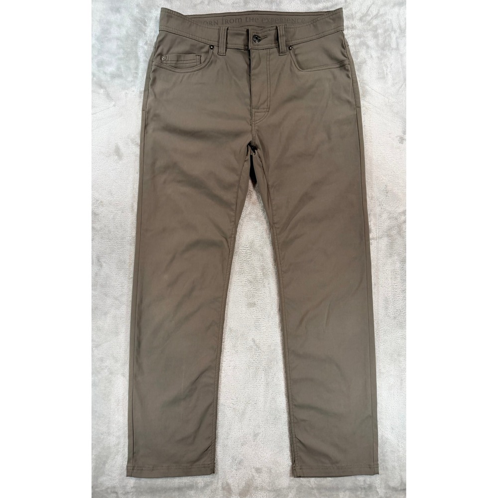 PrAna Mens Zion Slim Fit Hiking Outdoor Pants Khaki Mud Brown 33x32